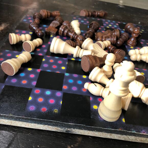 Scrapbook Chess Set - Midnight Polka Dots - Picture 10 of 10